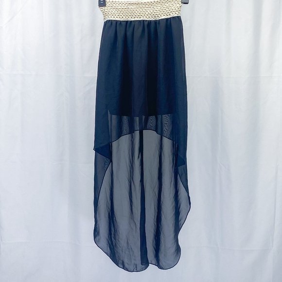 Bella D. Boho Tiered Sheer Skirt Black High Low Style Beach Vacation Wear - Picture 1 of 9